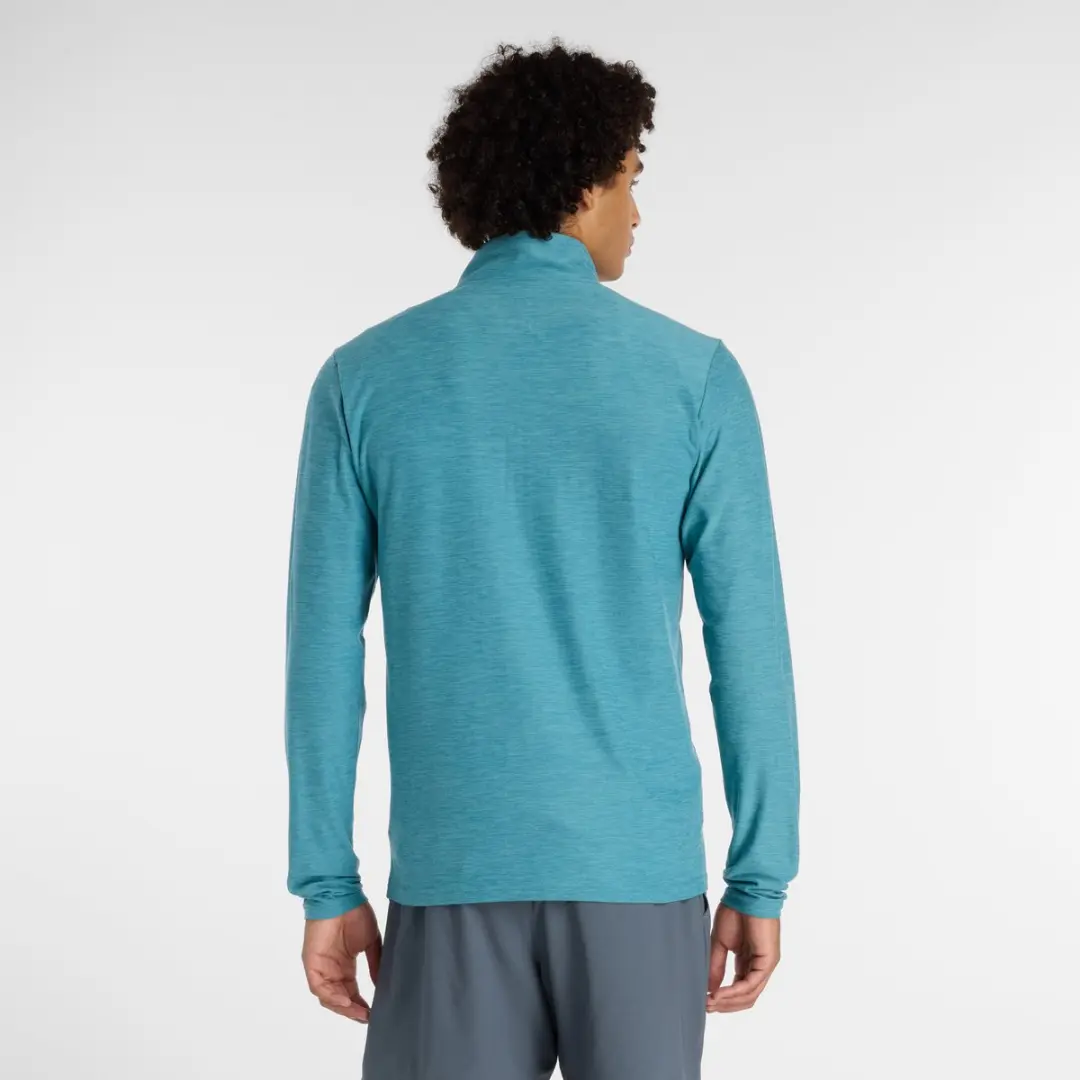 New Balance Space Dye 1/4 Zip Heren Sporttrui - L - Big Teal Heather