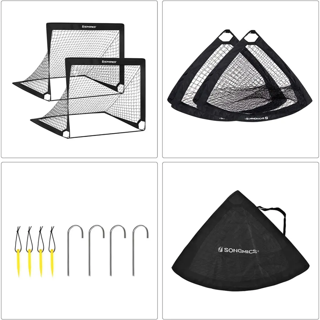 Songmics SZQ122B02 Voetbaldoelen - 2 Stuks - Zwart