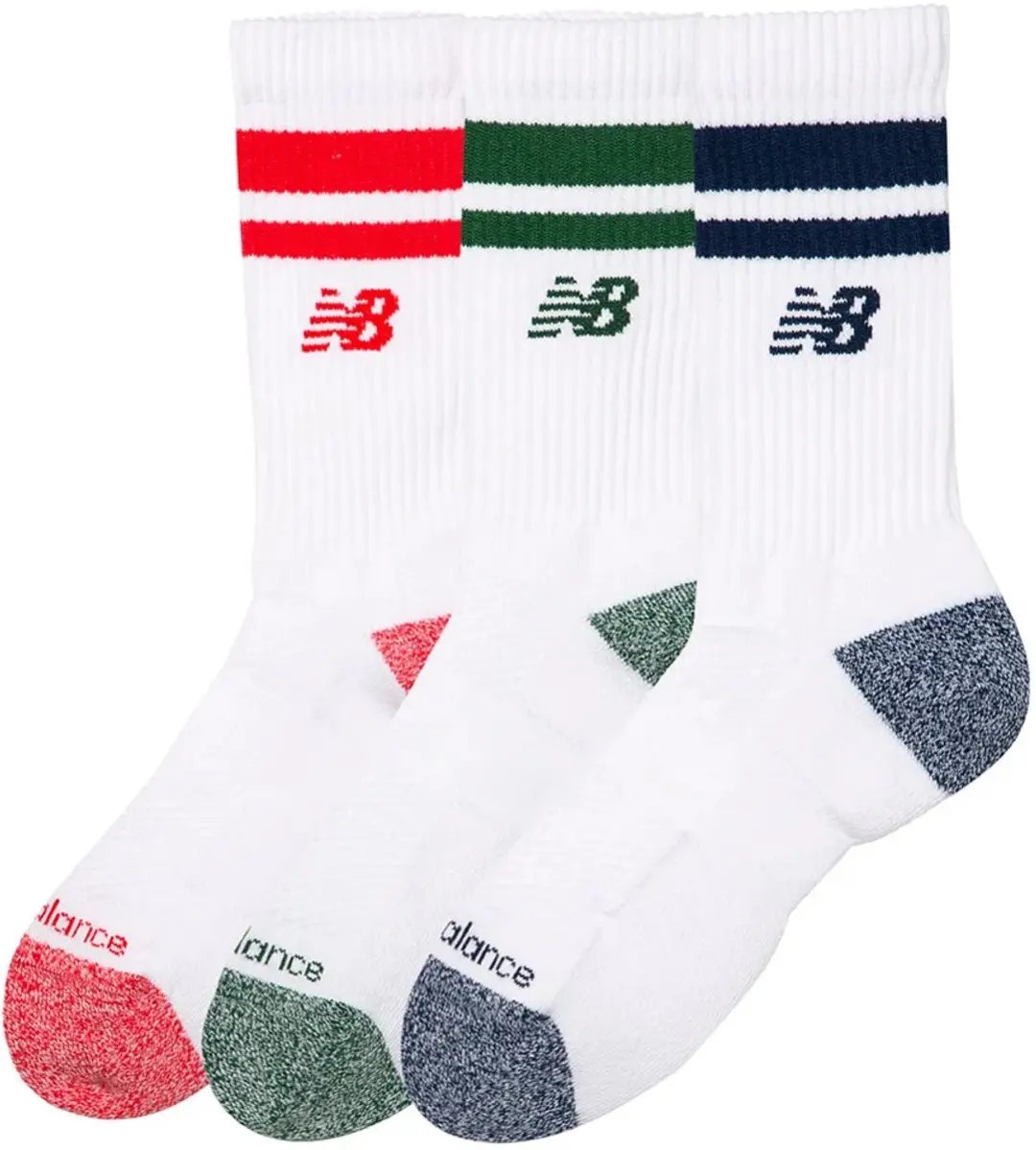 New Balance Active Premium Stripe Crew Sokken - 3 Stuks