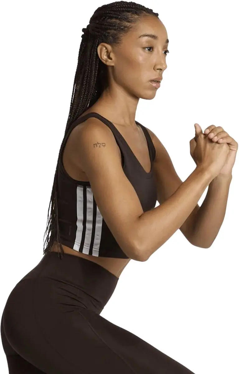 adidas Essentials Crop Top Dames XL - Bruin/Wit