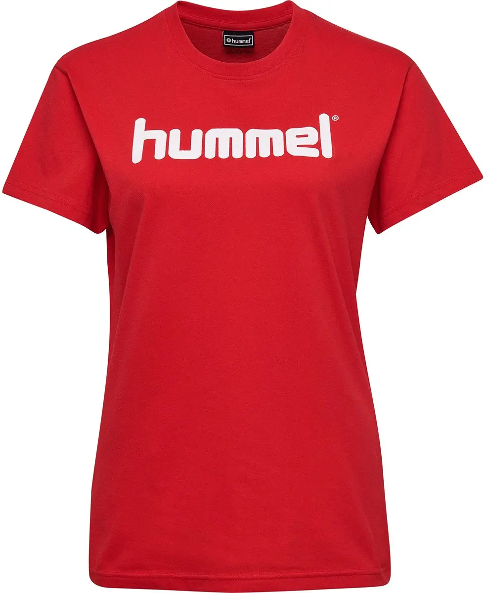 Hummel Go Cotton Logo Shirt Dames - Rood/Wit - Maat S