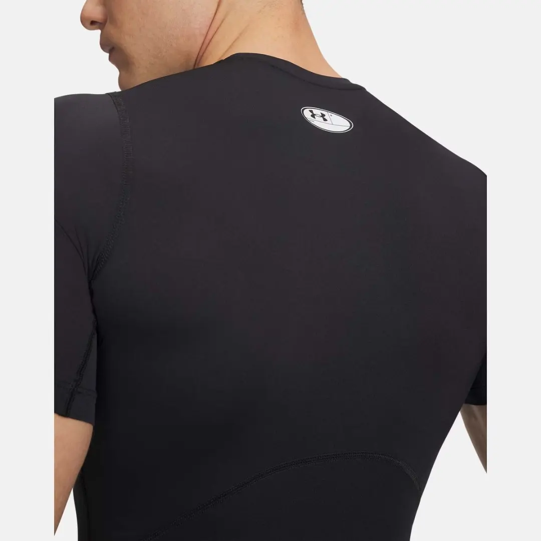 Under Armour UA HG Armour Comp SS Heren Sportshirt - Zwart/Wit - afbeelding 6 van 6