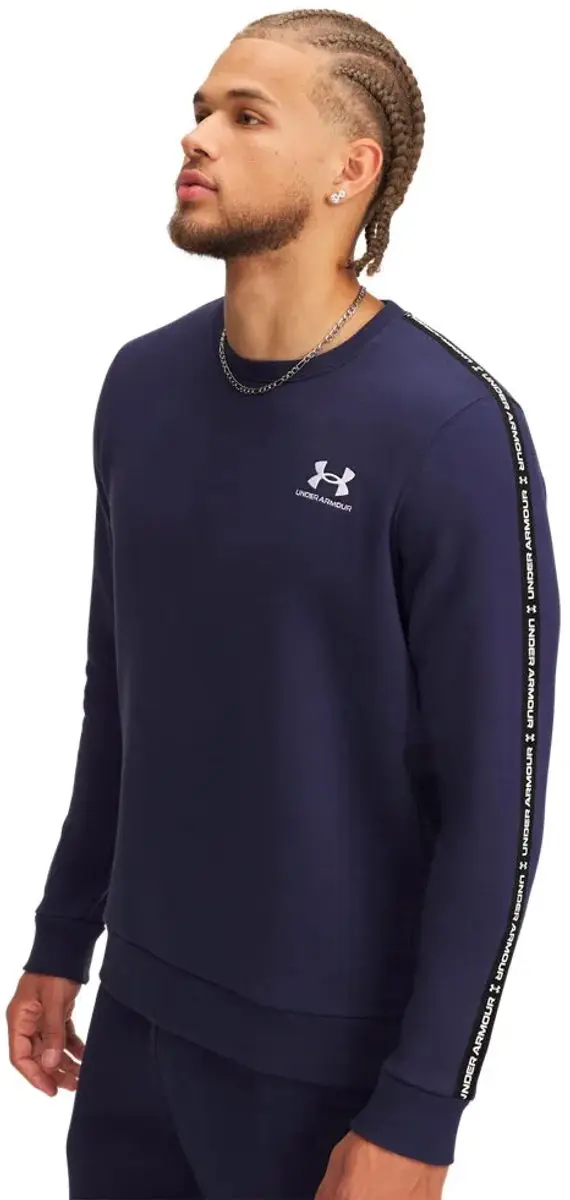 Under Armour Icon Fleece Taping Sweatshirt - L - Midnight Navy/Wit