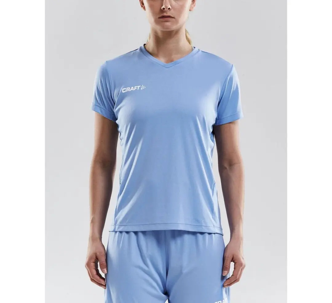 Craft Squad Jersey Solid SS Shirt Dames Sportshirt - L - Blauw/Wit
