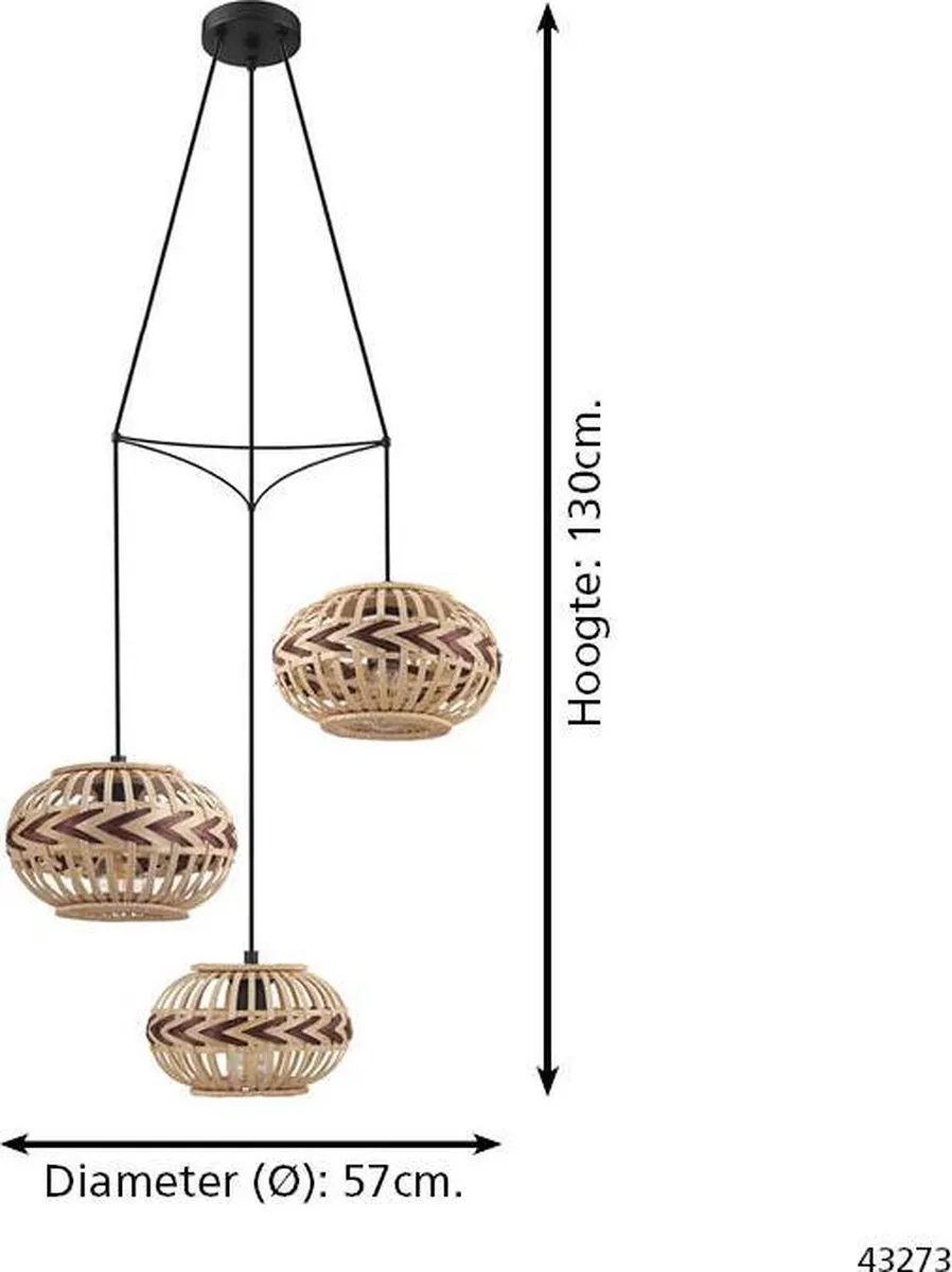 Eglo Dondarrion Hanglamp E27 - Ø57cm - Zwart - afbeelding 6 van 6