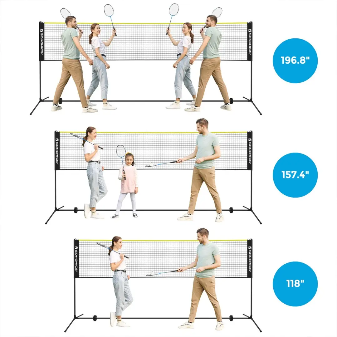 Songmics Badmintonnet 500x103x155cm - Verstelbaar - Zwart-Geel