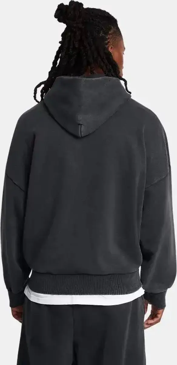 Under Armour Icon Heavyweight Fleece Wash Oversized Hoodie - Zwart SM