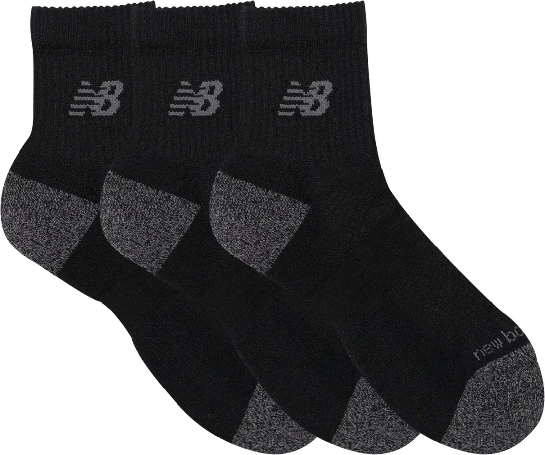 New Balance Active QTR Sportsokken 3 Stuks - Zwart
