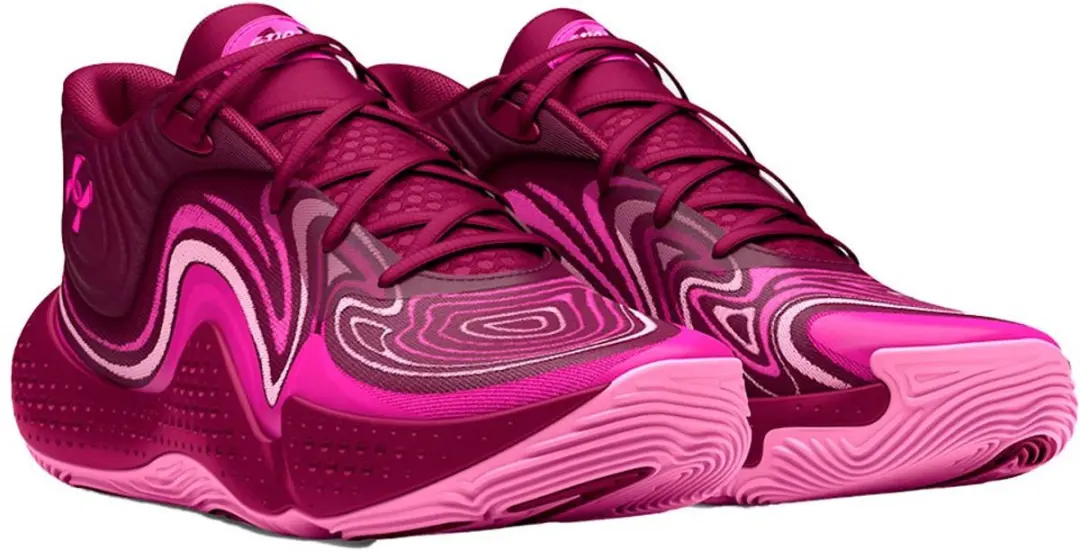 Under Armour Spawn 6 Mid Basketbalschoenen - 44 - Roze - afbeelding 4 van 6