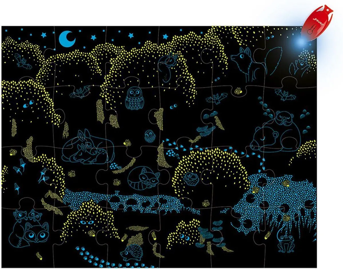 Janod Magische Puzzel Het Bos 24 Stuks - Glow-in-the-Dark