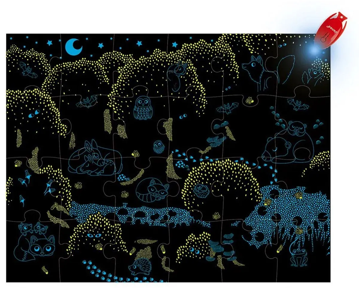 Janod Magische Puzzel Het Bos 24 Stuks - Glow-in-the-Dark