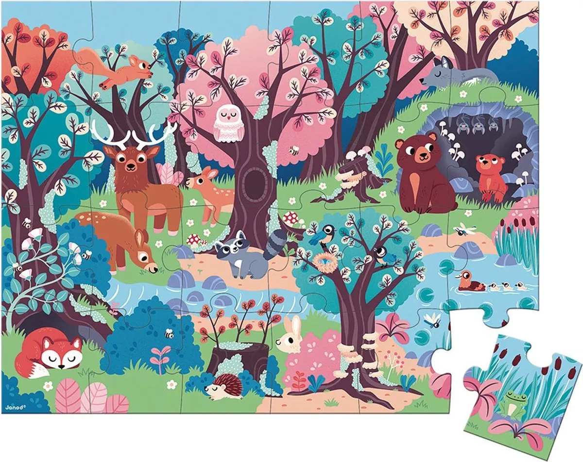 Janod Magische Puzzel Het Bos 24 Stuks - Glow-in-the-Dark