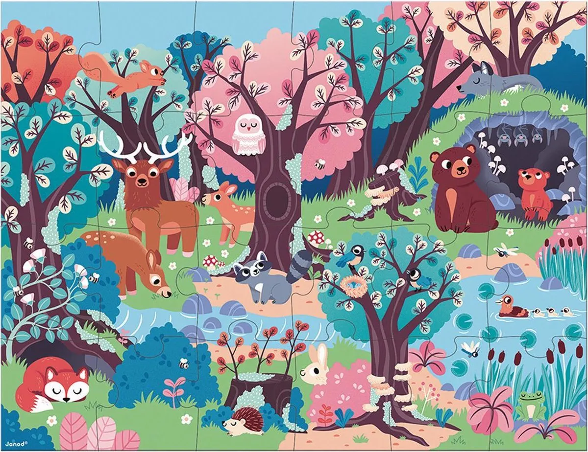 Janod Magische Puzzel Het Bos 24 Stuks - Glow-in-the-Dark - afbeelding 6 van 6