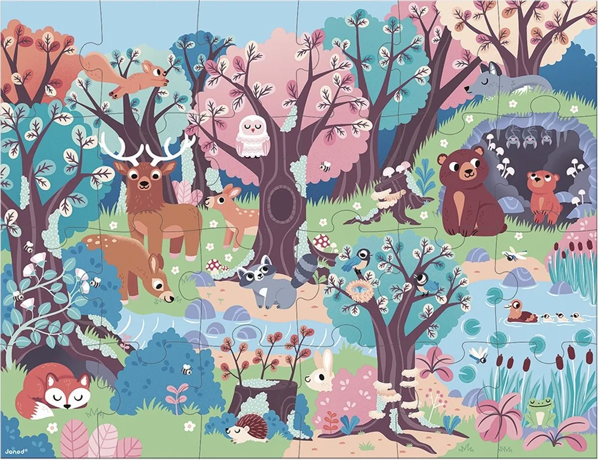 Janod Magische Puzzel Het Bos 24 Stuks - Glow-in-the-Dark