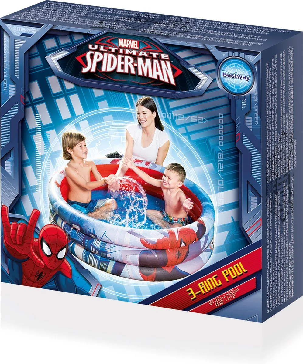 Bestway Spider-Man Opblaaszwembad 122x30cm - Rood/Blauw