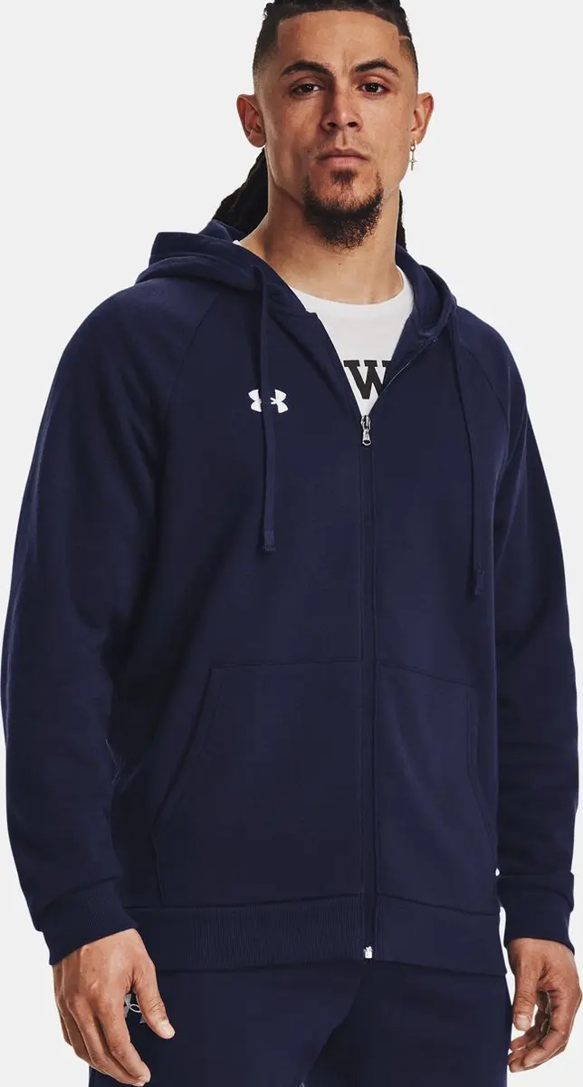 Under Armour Rival Fleece FZ Hoodie Heren - Navy/Wit