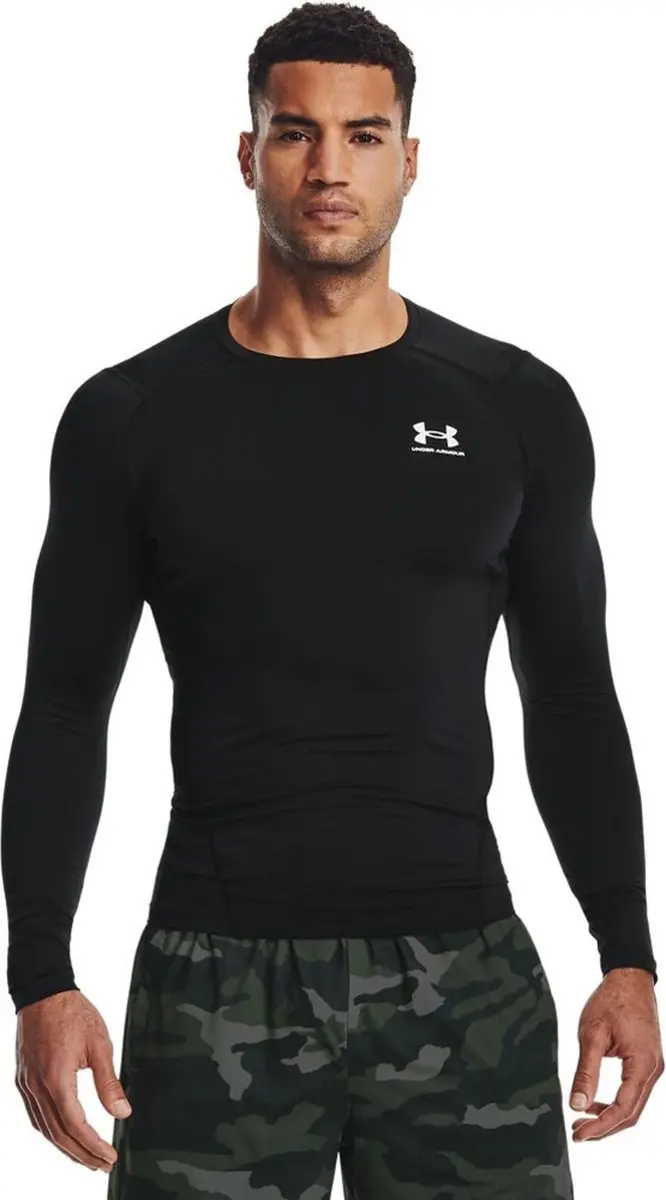 Under Armour UA HG Armour Comp LS Heren Sportshirt - Wit/Zwart