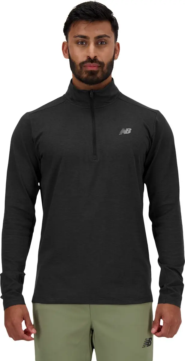 New Balance Space Dye 1/4 Zip Heren Sporttrui - L - Zwart