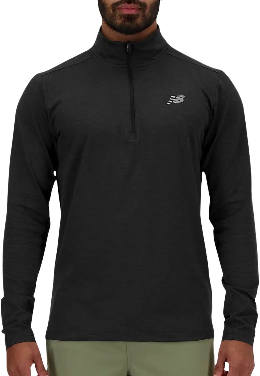 New Balance Space Dye 1/4 Zip Heren Sporttrui - L - Zwart
