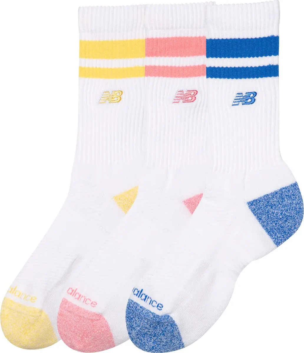 New Balance Striped Crew Sokken 3 Stuks - BLUE BIRD