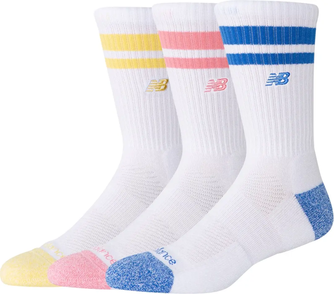 New Balance Striped Crew Sokken 3 Stuks