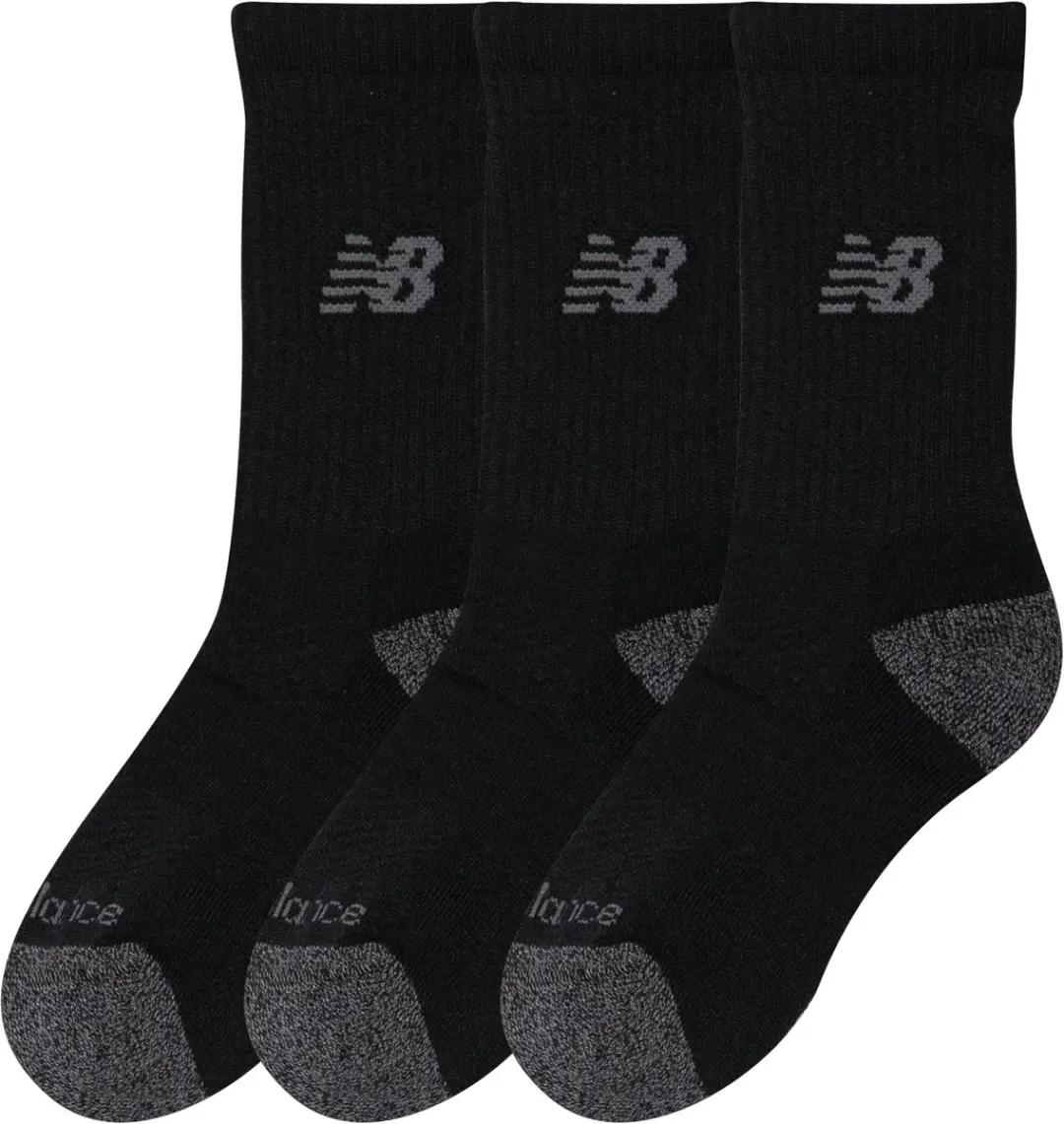 New Balance Youth Active Crew Socks 3 Pack - 23-26