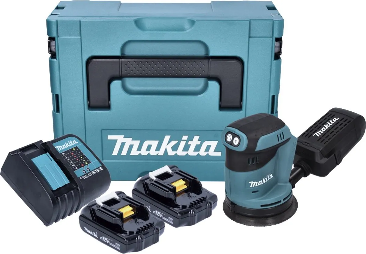 Makita DBO180SYJ Excentrische Schuurmachine 125mm - 2x 1,5Ah + Lader - afbeelding 3 van 5