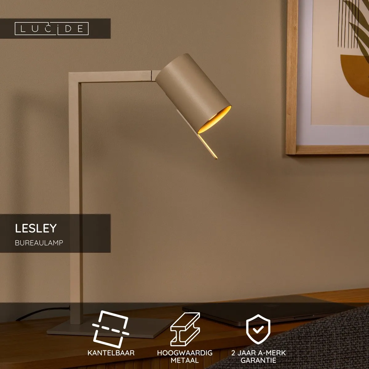 Lucide Lesley Bureaulamp GU10 - Taupe