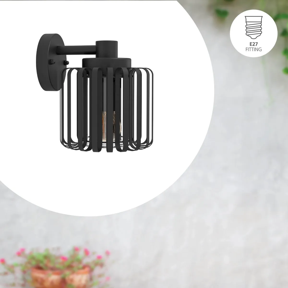 Eglo Selinus Wandlamp Buiten E27 - 22cm - Zwart