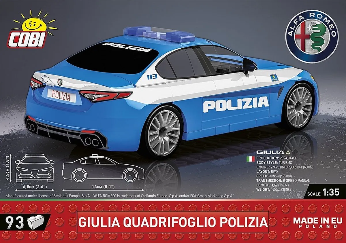 Cobi Giulia Quadrifoglio Politie - 93 Onderdelen - Meerkleurig