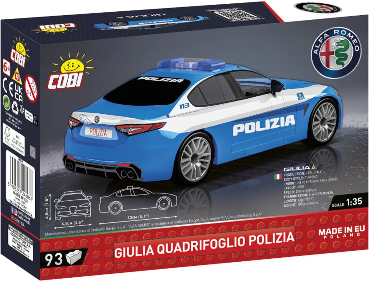 Cobi Giulia Quadrifoglio Politie - 93 Onderdelen - Meerkleurig