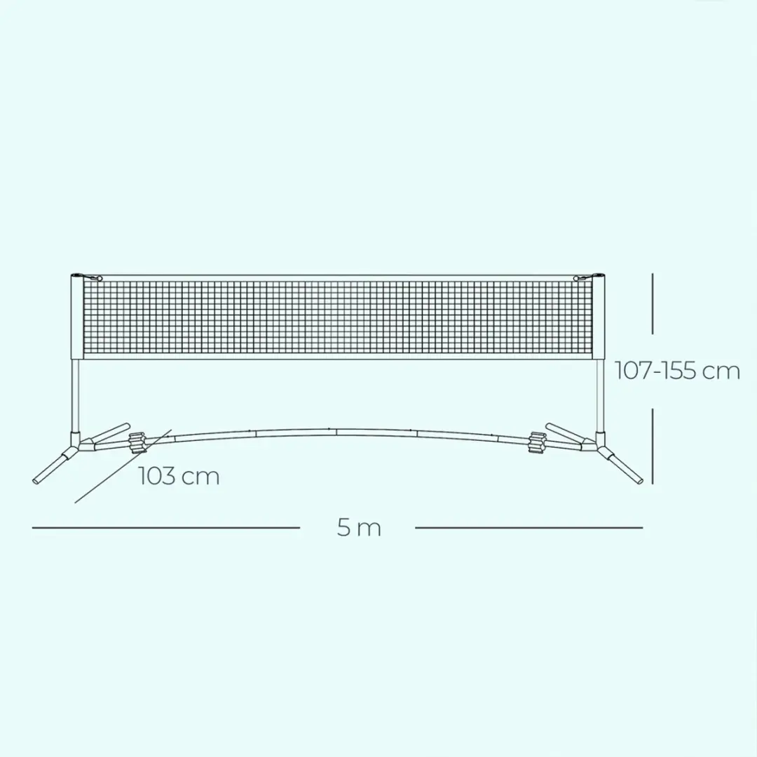 Songmics Badmintonnet 500cm - In hoogte verstelbaar
