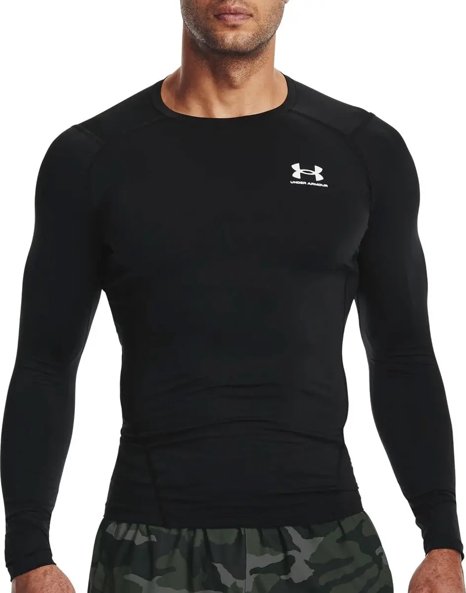 Under Armour HG Armour Comp LS Heren Sportshirt - Zwart/Wit