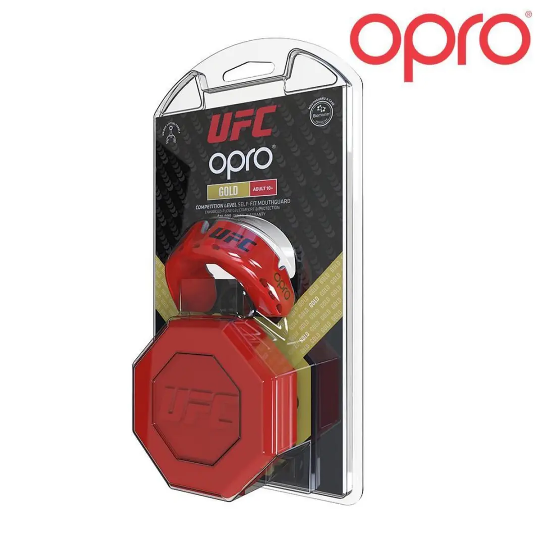 UFC OPRO Self-Fit Gold Gebitsbeschermer - Senior - Zwart/Zilver