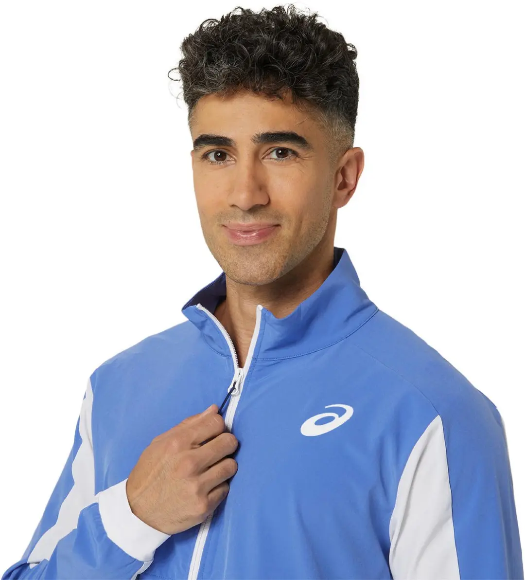 ASICS Jacket Match Heren - M - Blauw/Wit