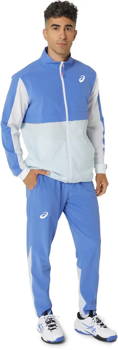ASICS Jacket Match Heren - M - Blauw/Wit
