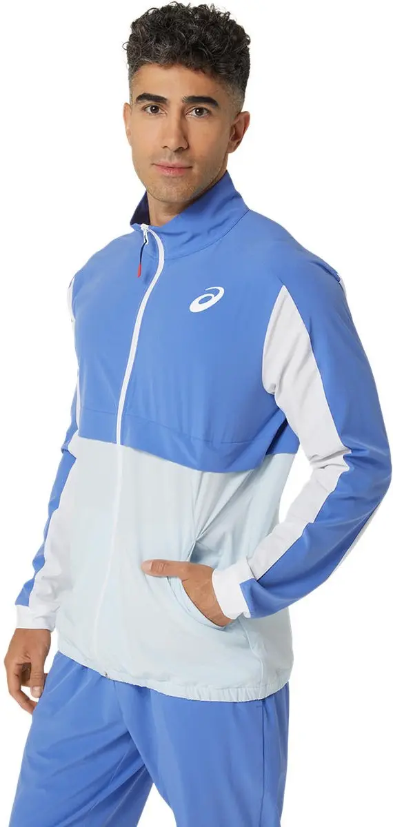 ASICS Jacket Match Heren - M - Blauw/Wit
