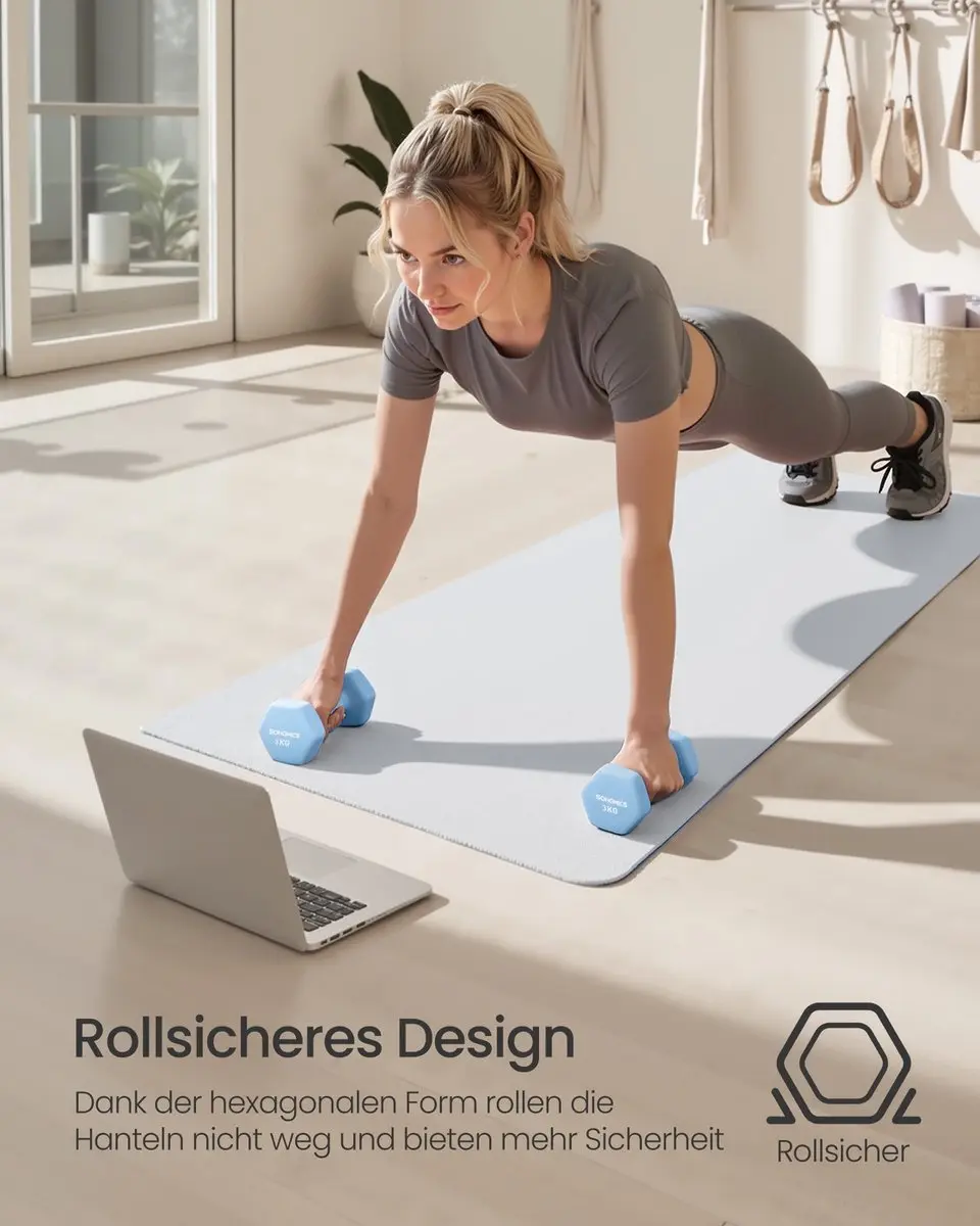Songmics Dumbbells 2x3kg - Lichtblauw - afbeelding 6 van 6