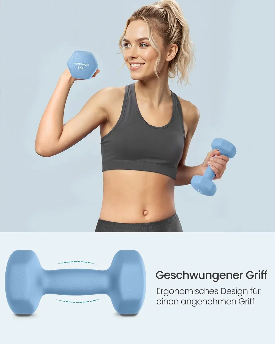 Songmics Dumbbells 2x3kg - Lichtblauw