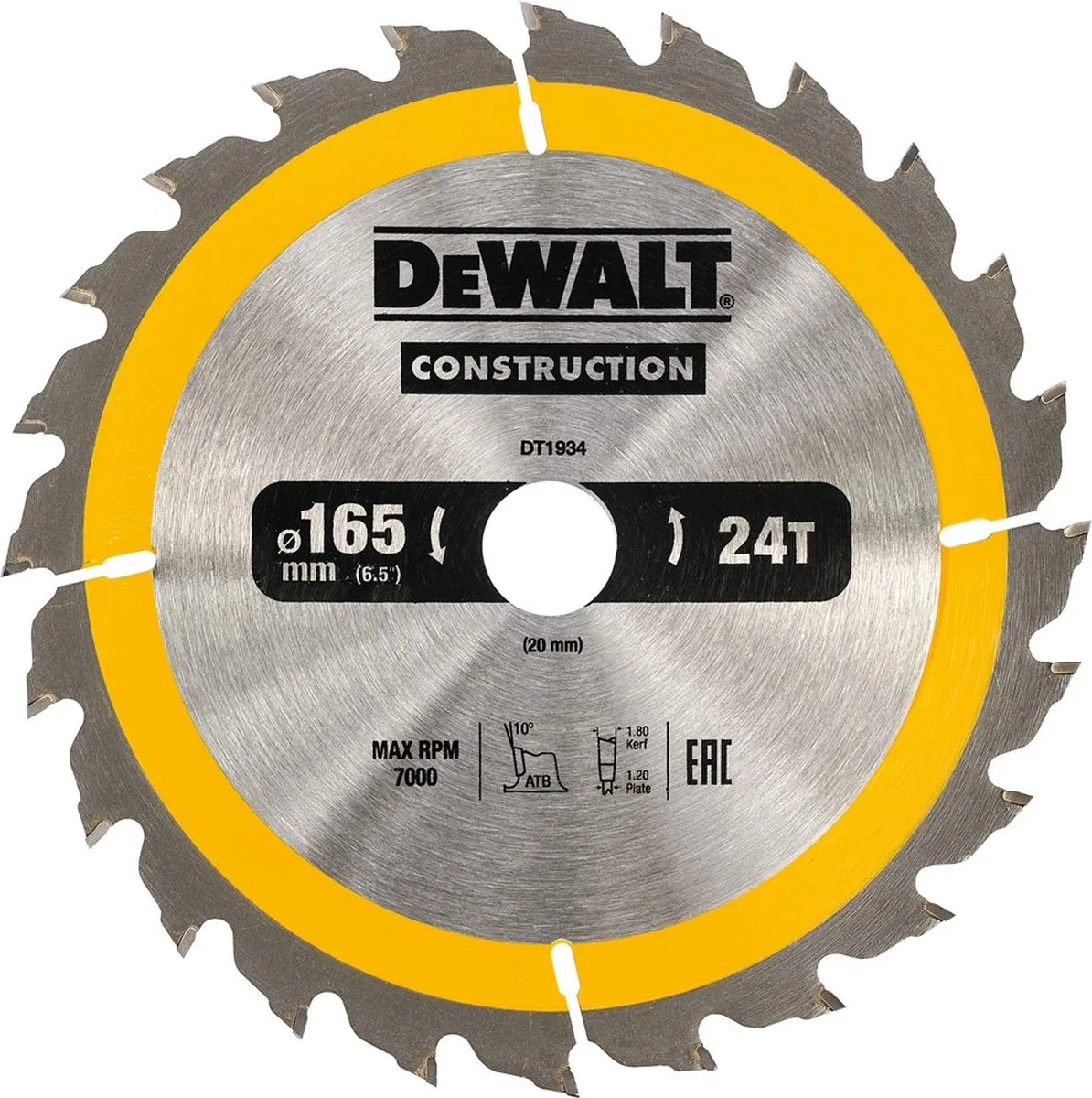 DeWalt DT1934 Cirkelzaagblad 165mm 24T