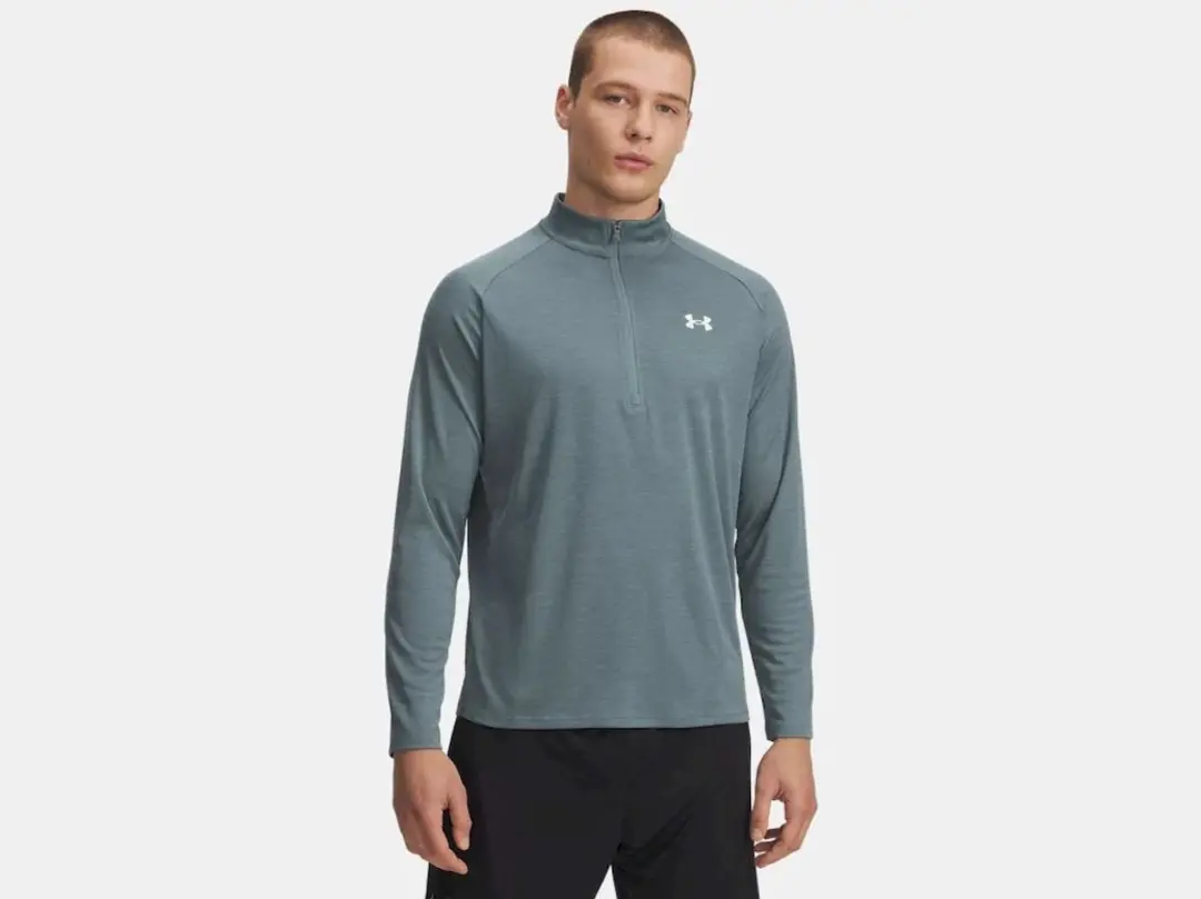 Under Armour Tech Textured 1/2 Zip Trainingstop - M - Blauw/Grijs