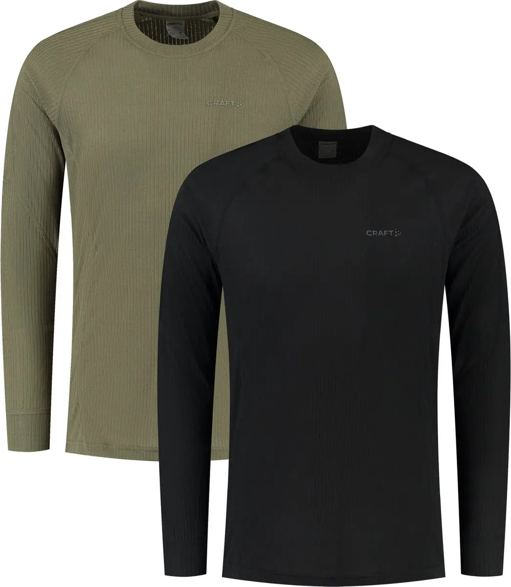 Craft CORE Baselayer Thermoshirt Heren - 2 Stuks - Zwart/Groen