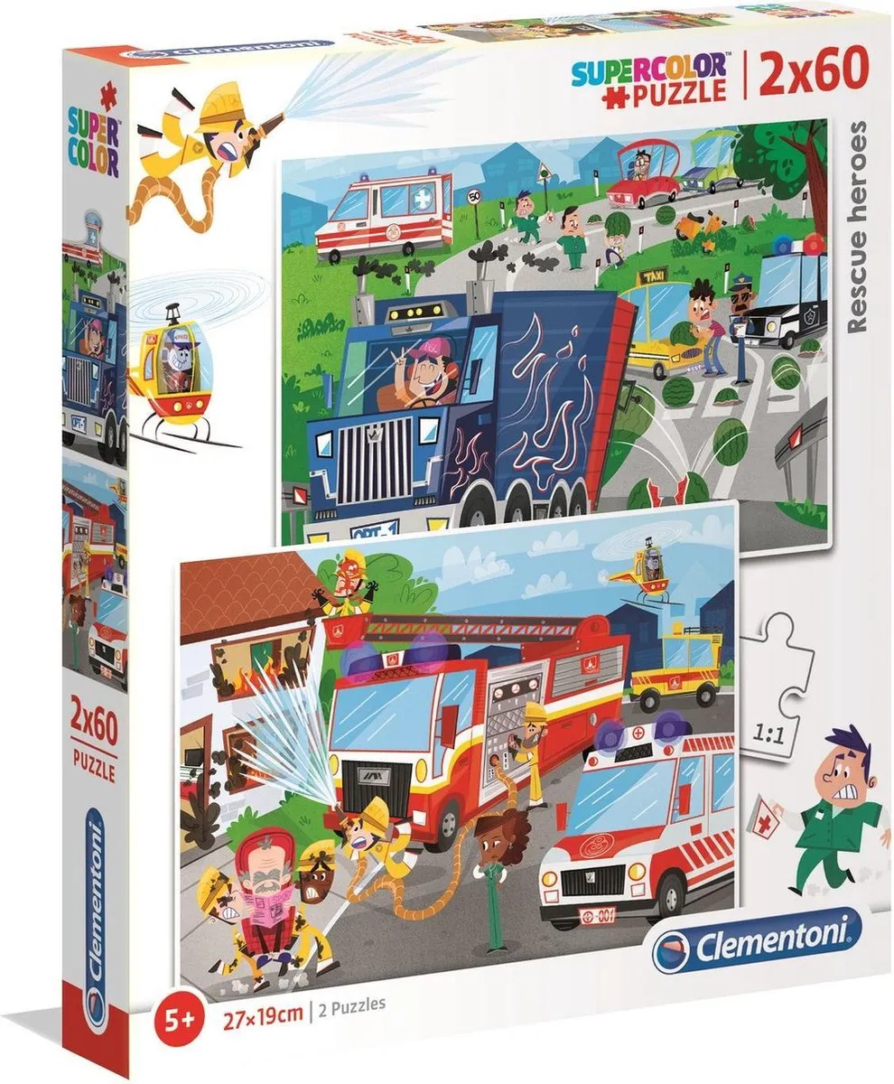 Clementoni Rescue Heroes Kinderpuzzel 120 Stukjes - 2 Stuks
