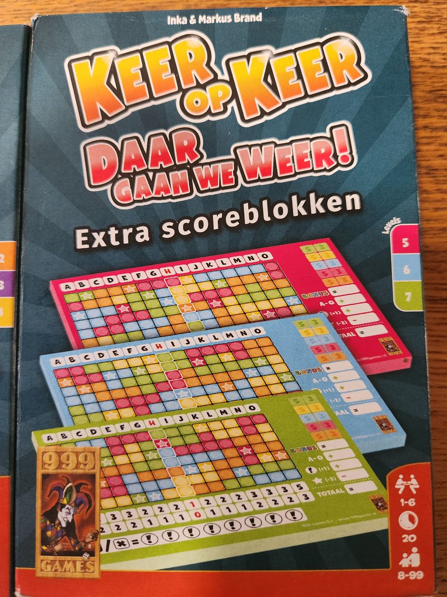 Keer op Keer Scoreblokken set - 1 - 2 3 4 - 5 6 7