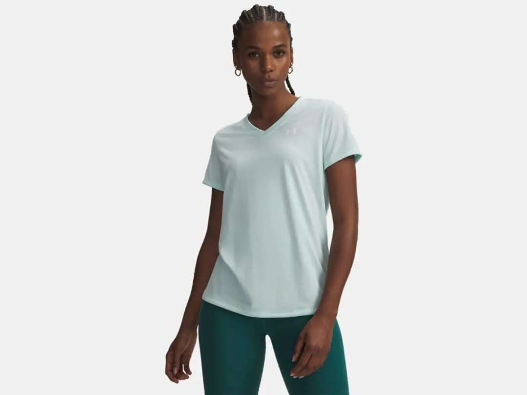 Under Armour Tech SSV Solid-GRN Dames Sportshirt M - Refresh Mint/Wit