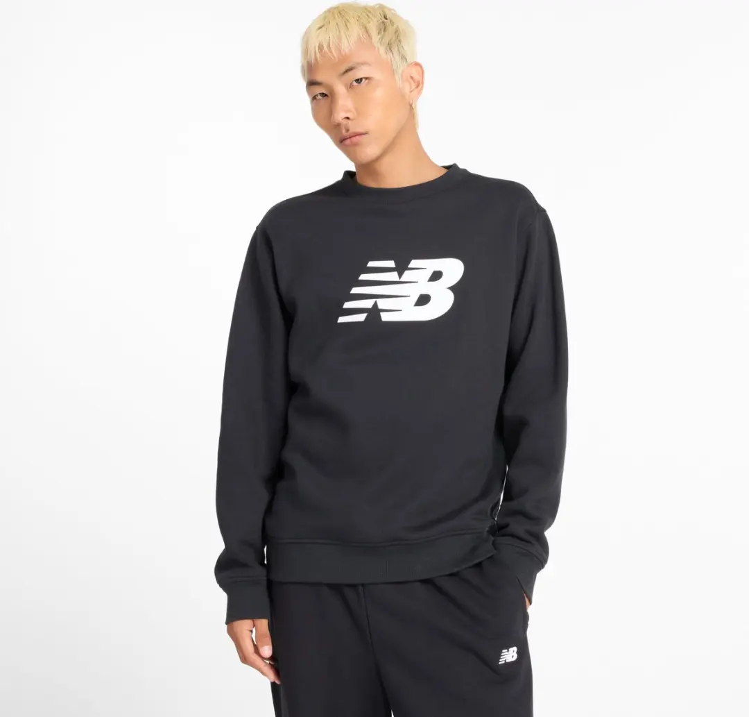 New Balance Sport Core Brushed Crew Heren Trui - Zwart