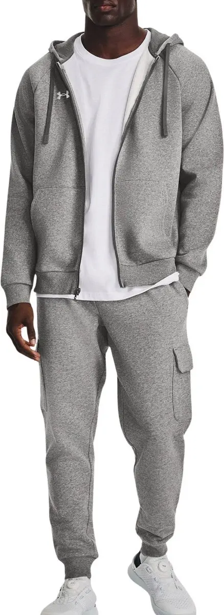 Under Armour Rival Fleece FZ Hoodie L - Castlerock Light Heather - afbeelding 6 van 6