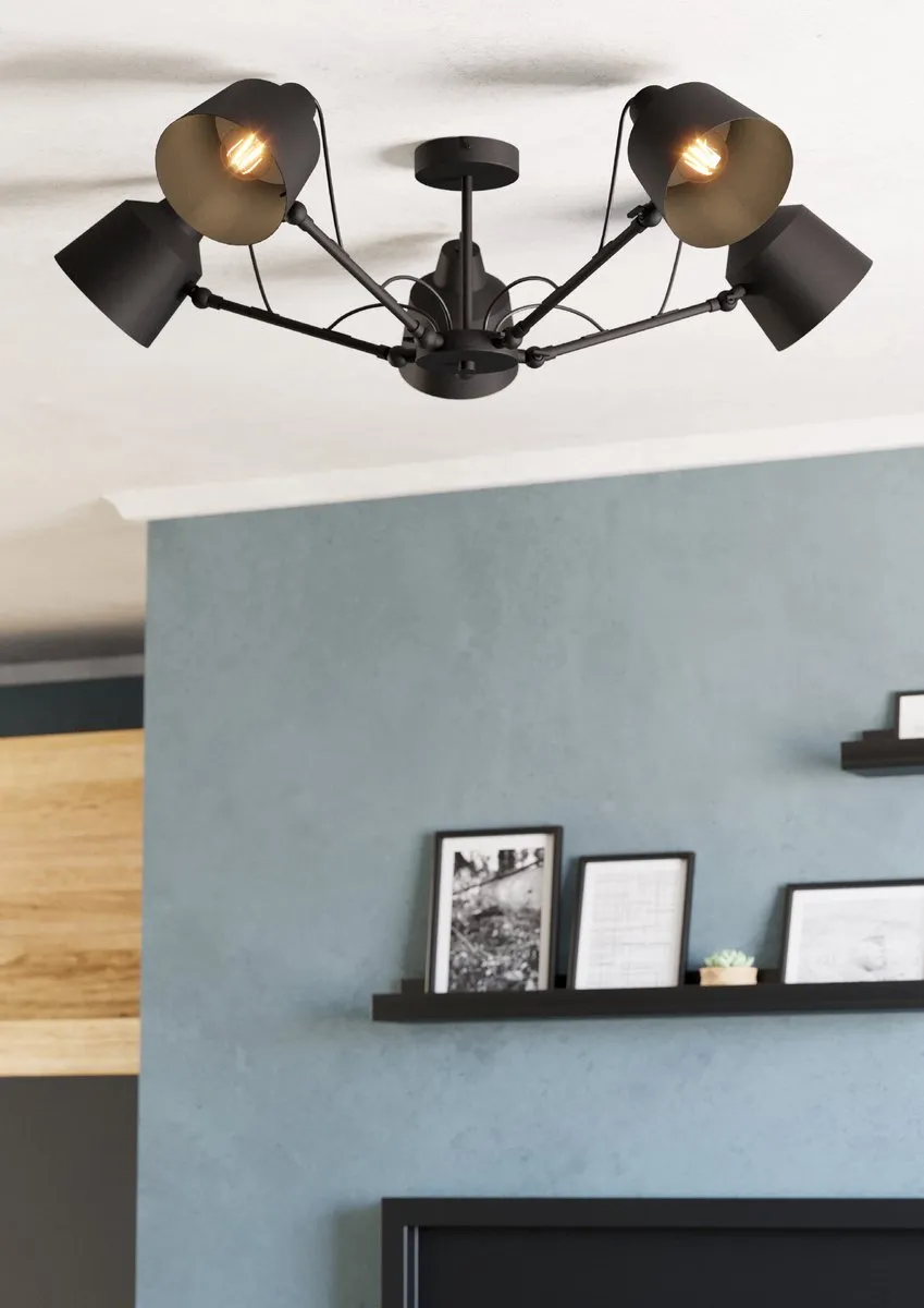 Eglo Basurtu Plafondlamp E27 - Ø105cm - Zwart