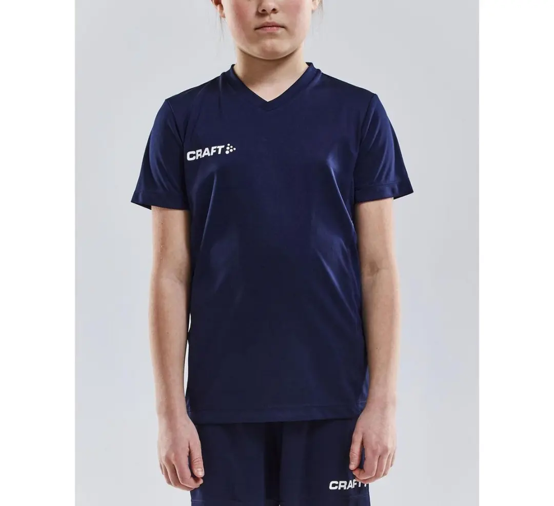 Craft Squad Solid Sportshirt Junior 134 - Blauw/Wit