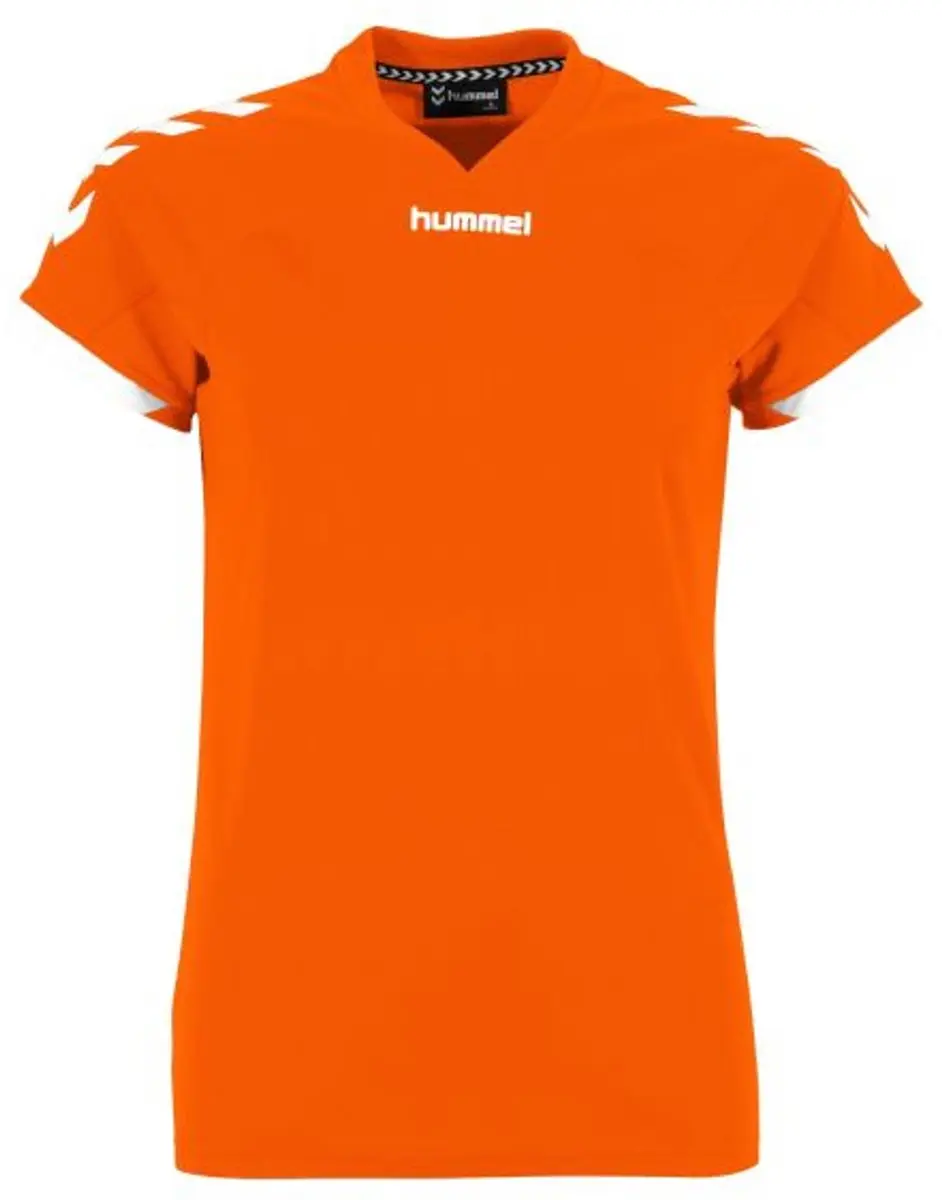 Hummel Fyn Shirt Dames Korte Mouw - Oranje/Wit XL